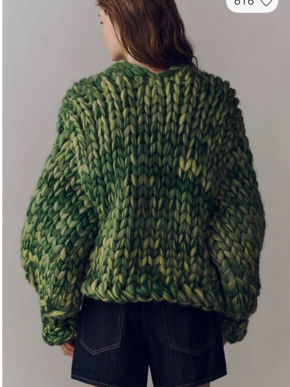 Hope Macaulay Colossal Wool Cardigan. Green - M/L chunky - Picture 4 of 9